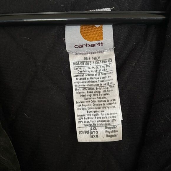 VINTAGE CARHARTT J130 MOS Moss Green Hooded Men's Jacket Workwear Size XXL - Picture 10 of 11